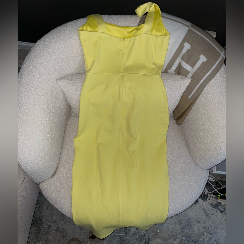 Yellow Bodycon Square Neck Tank Midi Dress - Picture 9 of 12
